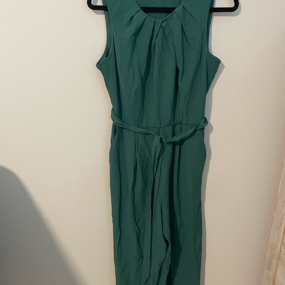 Sleeveless Teal Green Belted Women's Jumpsuit